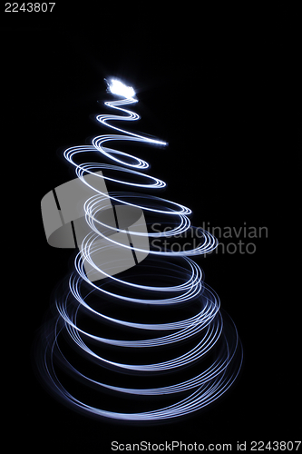 Image of christmas tree from xmas blue lights