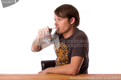 Image of Man drinking water in a glass