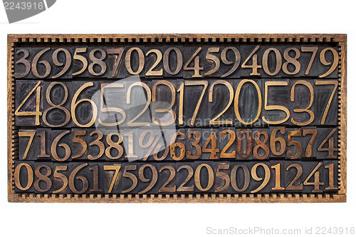 Image of wood type numbers in a box