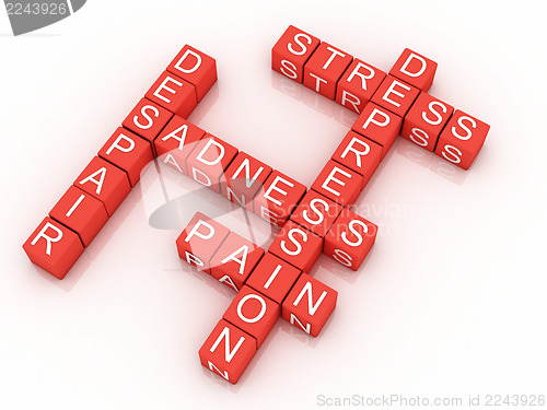 Image of Depression cubes with the letters in a crossword puzzle 