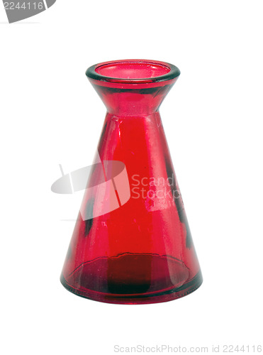 Image of small red retro vase bottle isolated on white 
