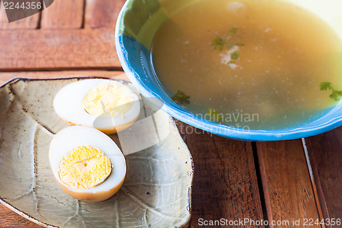 Image of Mini meal of hot pork soup and boiled egg 