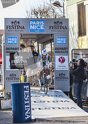 Image of The Cyclist Veuchelen Frederik- Paris Nice 2013 Prologue in Houi