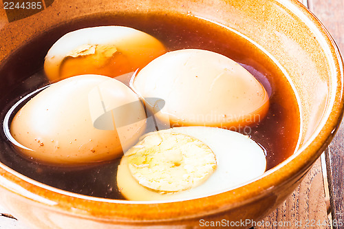 Image of Hard-boiled eggs stew with sweet gravy