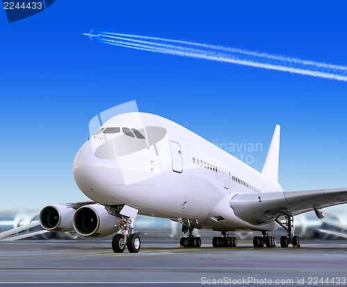 Image of big passenger airplane in airport