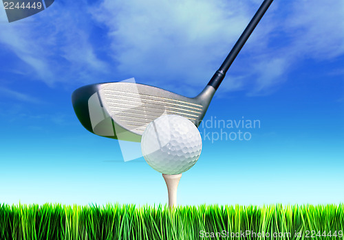 Image of golf ball on course in front of driver