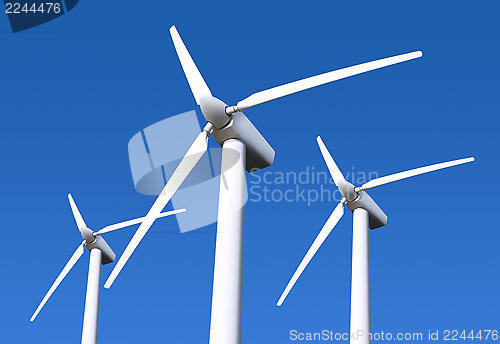 Image of wind turbine on blue sky