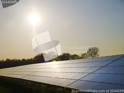 Image of Solar Panels on sunset