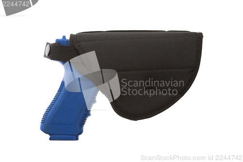 Image of Dirty blue training gun isolated on white