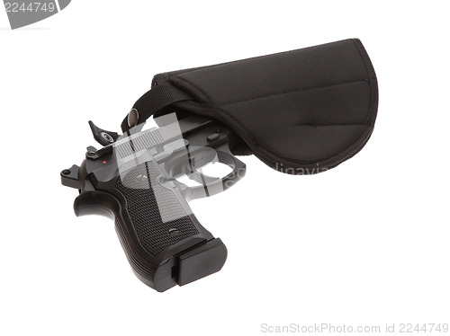Image of 9mm Pistol in a flexible holster