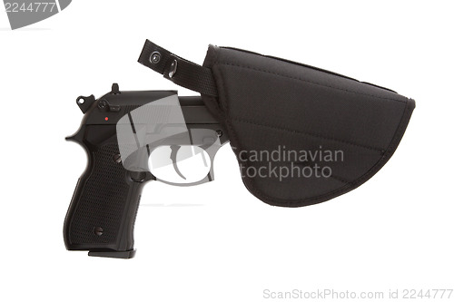 Image of 9mm Pistol in a flexible holster