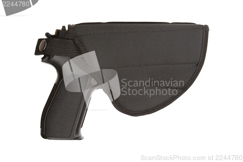 Image of 9mm Pistol in a flexible holster