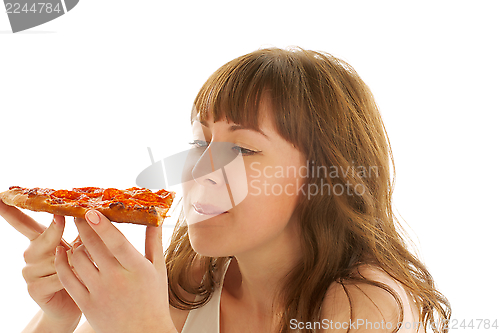 Image of Young Woman and Pizza