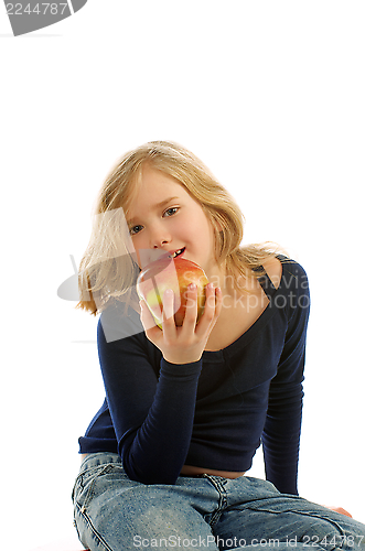 Image of Girl Eating an Apple