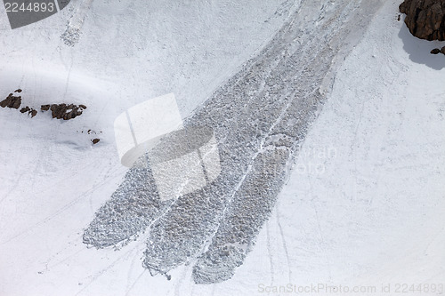 Image of Trace of avalanche on mountains