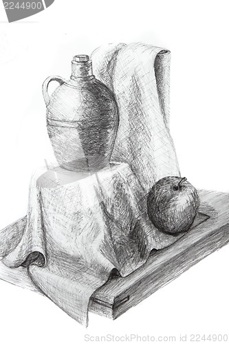 Image of My hand drawing lesson 3 objects apple