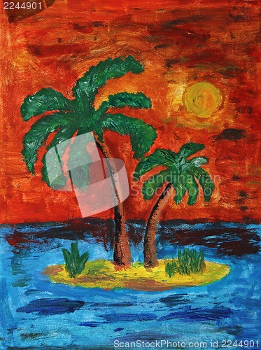 Image of my hand painting - tropical island