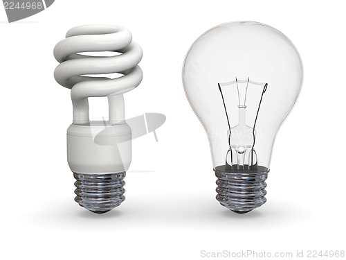 Image of Eco and traditional lighbulbs