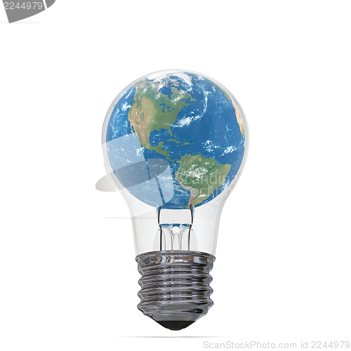 Image of Planet Earth inside lightbulb