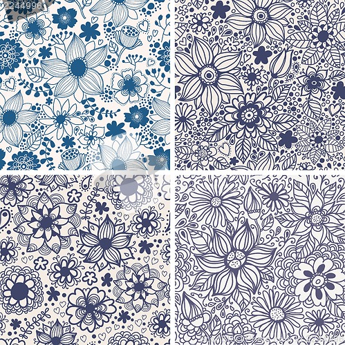 Image of Set of four colorful floral patterns.