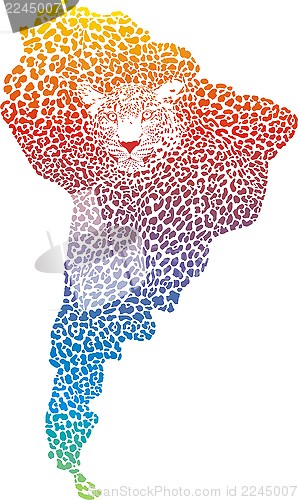 Image of Abstract Jaguar on the map of South America