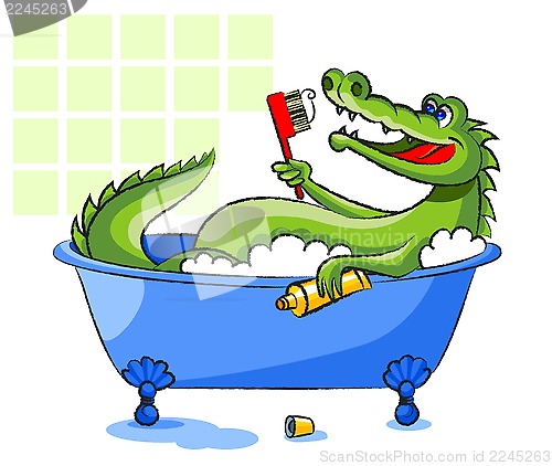 Image of Crocodile in a bathtub