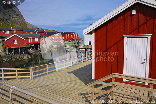 Image of Red rorbu fishing huts