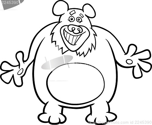 Image of bear cartoon illustration for coloring book