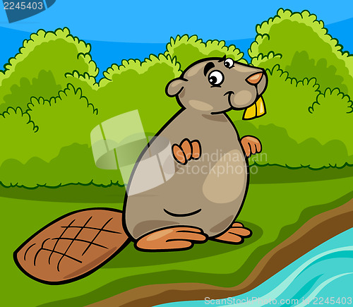 Image of funny beaver cartoon illustration