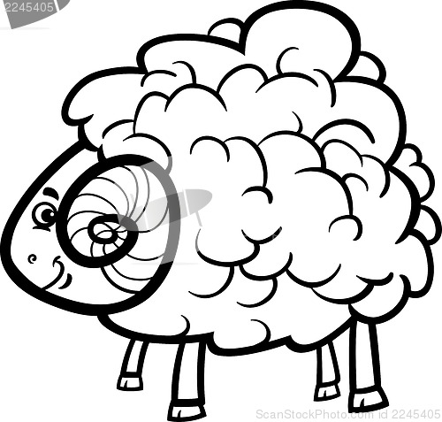 Image of ram cartoon illustration for coloring book