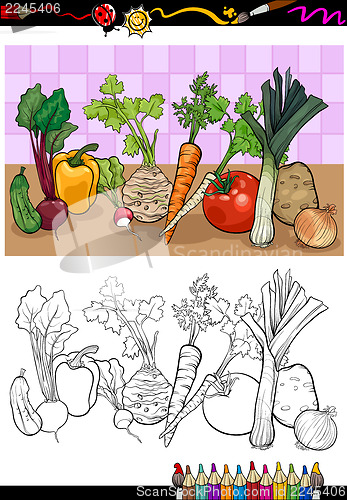 Image of vegetables group illustration for coloring