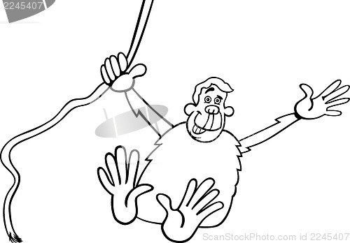 Image of chimp cartoon illustration for coloring