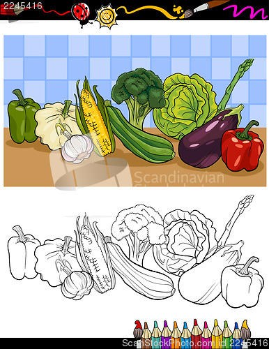 Image of vegetables group illustration for coloring