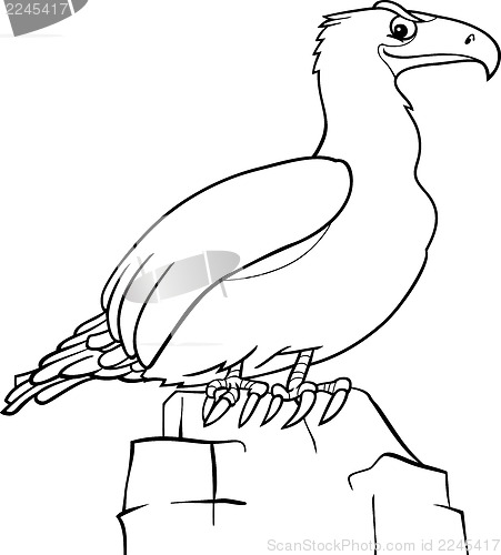 Image of cartoon eagle for coloring book