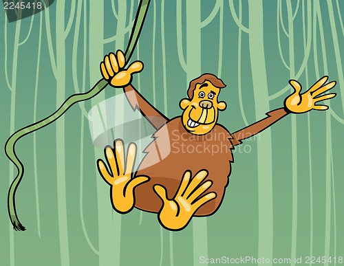 Image of ape in the jungle cartoon illustration
