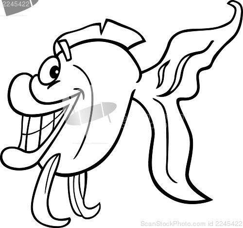 Image of fish cartoon illustration for coloring book