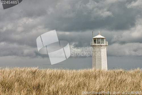 Image of White lighthouse on the beach on Walney Island