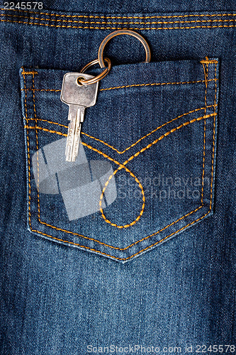 Image of Key hanging out of back pocket of a jeans