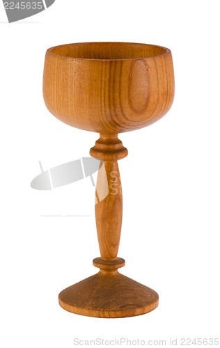 Image of retro wooden wineglass tumbler isolated on white 