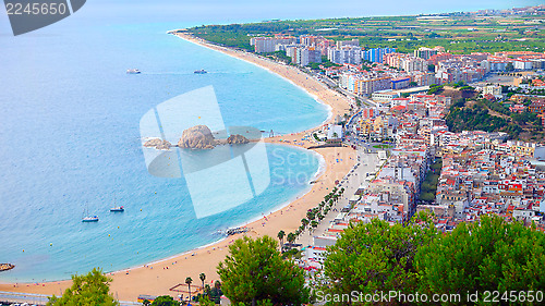 Image of Panorama view of Blanes seaside and Sa Palomera rock