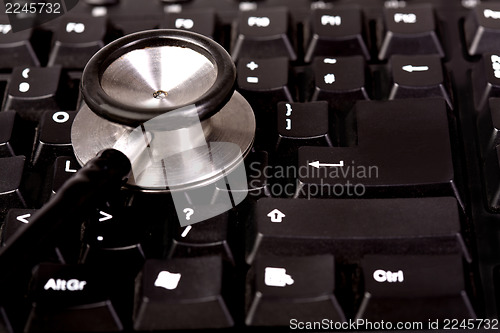 Image of Stethoscope and computer keyboard