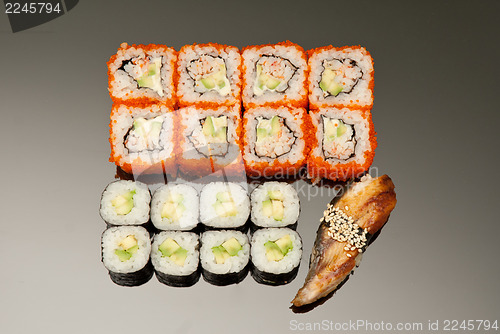 Image of Japanese seafood sushi , roll set