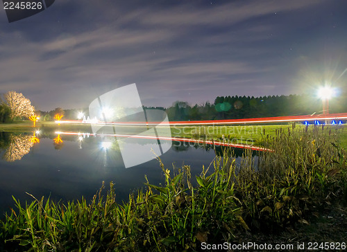 Image of garden night scene at christmas time in the carolinas