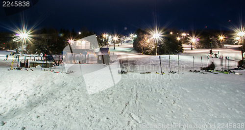 Image of night skiing at skiing resort