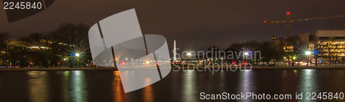 Image of National mall illuminated at night, Washington DC.