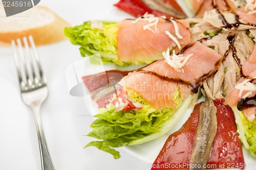 Image of food salmon anchovy salad