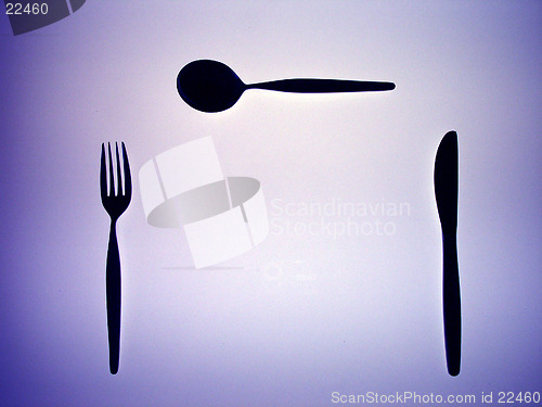 Image of Silhouette of a fork, knife and spoon