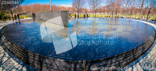 Image of reflections of the Korean war memorial  