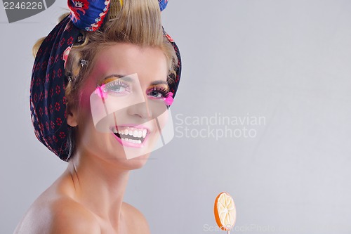 Image of Beautiful Woman with  Luxury Makeup