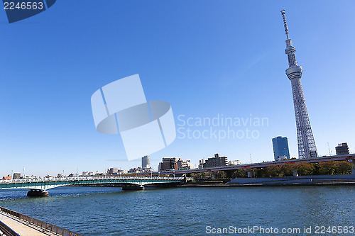 Image of TOKYO - NOV 10: View of Tokyo Sky Tree (634m), the highest free-standing structure in Japan and 2nd in the world with over 10million visitors each year, on November 10, 2012 in Tokyo, Japan